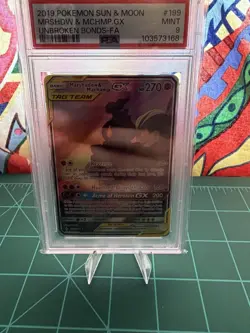 Pokemon Marshadow & Machamp GX 199/214 Unbroken Bonds Full Art Holo PSA 9 - Image 3