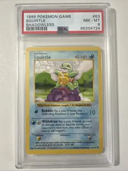 Pokemon PSA 8 Squirtle 063/102 Base Set (Shadowless) - Image 1
