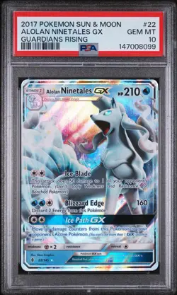 Pokemon TCG 2017 Guardians Rising Alolan Ninetales GX 22/145 GEM MT PSA 10 - Image 1