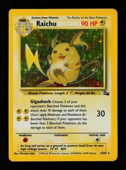 Raichu 14/62 Holo Rare Fossil Pokemon Cards - Image 1
