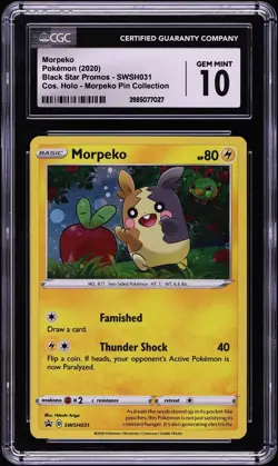 CGC 10 Morpeko Holo Promo Pin Collection 2020 Pokemon Card #031 - Image 1