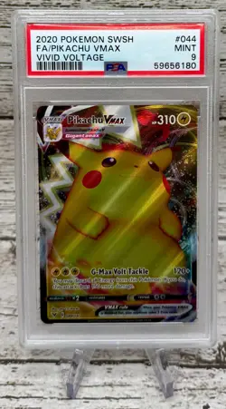 2020 Pokemon SWSH Pikachu Full Art VMAX #044 Vivid Voltage Full Art - PSA 9 MINT - Image 1