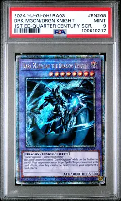2024 1ST ED-QUARTER CENTURY SECRET RARE DARK MAGICIAN THE DRAGON KNIGHT PSA 9 - Image 1