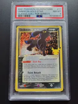 Umbreon # 17/17 Celebrations Pop Series 5 Pokemon Card PSA 8 NM-MT - Image 1