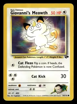 Giovanni's Meowth 74/132 Unlimited Common Gym Challenge Pokemon Card - Image 2