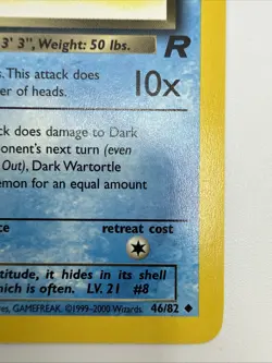 Dark Wartortle 46/82 Team Rocket Regular Vintage Pokemon Card - Image 5
