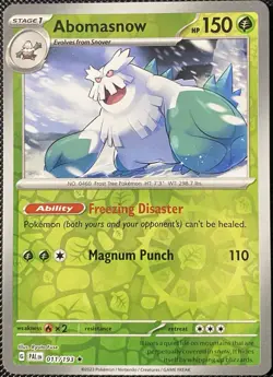 Abomasnow 011/193 Sv02: Paldea Evolved Reverse Holo - Pokemon Card - Image 1