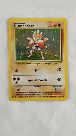 Pokemon 1999 TCG Hitmonchan Holo Rare Base Set Card #7/102. - Image 4