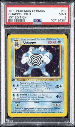 1999 POKEMON GERMAN 1ST ED #13 QUAPPO-HOLO PSA 9 - Image 1