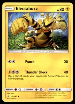 Electabuzz 42/147 Uncommon Burning Shadows Pokemon Lightly Played - Image 1