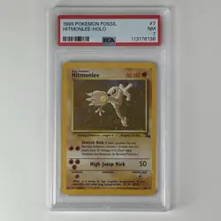 Hitmonlee Holo 7/62 Fossil Ultra Rare Pokemon Card PSA 7 Near Mint - Image 2