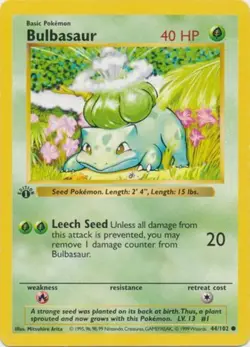 Pokemon - 1st Edition Shadowless - Bulbasaur 44/102 - (LP-EX) - Image 1
