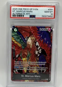 One Piece CCG 2025 St. Marcus Mars Atl Art OP13-091 PSA 10 Gem Mint - Image 1