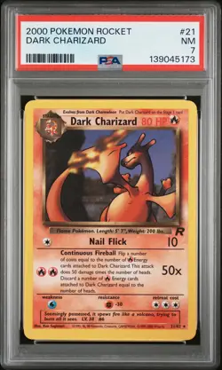 2000 POKEMON ROCKET #21 DARK CHARIZARD PSA 7 - Image 1