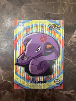 Pokemon - Topps- 4 of 10 Stoned #24 Arbok - Puzzle Chase Card - Blue Logo - Image 1