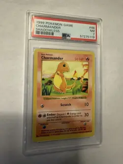 1999 POKEMON BASE SET SHADOWLESS #46 CHARMANDER PSA 7 - Image 1