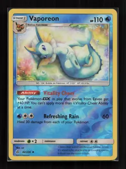 Vaporeon 42/236 Uncommon Cosmic Eclipse Pokemon Near Mint - Image 1