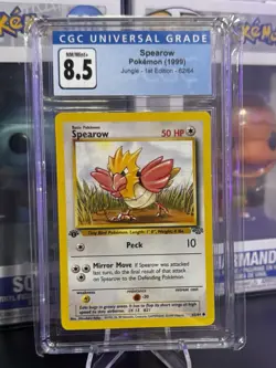 Spearow Pokemon 1999 Jungle 1st Edition 62/64 CGC 8.5 NM/Mint + - Image 1