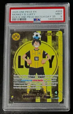 PSA 9 One Piece ST13-003 L Monkey.D.Luffy BVB Dortmund - EN - Foil - Graded - Image 1