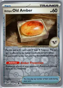 Antique Old Amber 154/165 Reverse Holo Scarlet & Violet 151 - Pokemon - NM - Image 1
