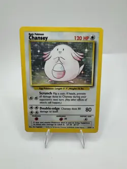Pokemon TCG Base Set Chansey Holo Rare 3/102 (1999) English LP - Image 1