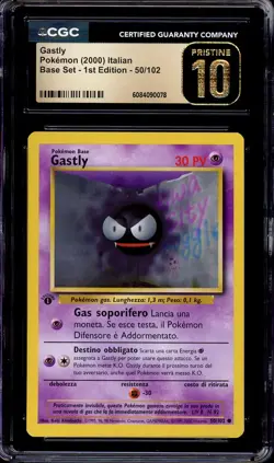 2000 Pokemon Game Italian 1st Edition Gastly #50 CGC 10 PRISTINE - Image 1