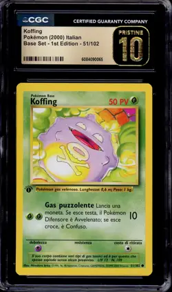 2000 Pokemon Game Italian 1st Edition Koffing #51 CGC 10 PRISTINE - Image 1