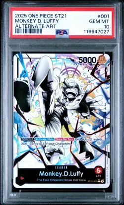PSA 10 – 2025 ONE PIECE STARTER DECK ST21-EX GEAR 5 001 MONKEY D. LUFFY ALT ART - Image 1