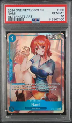2024 One Piece Nami #OP09-050 English Alternate Art PSA 10 GEM MINT - Image 1