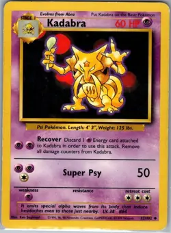 Kadabra 32/102 Non Holo Base Set - Pokemon Card - LP - Image 1