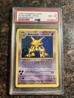 Alakazam Pokemon Card PSA 8 Base Set 1999 Shadowless - Image 1