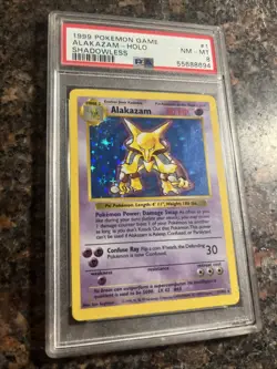 Alakazam Pokemon Card PSA 8 Base Set 1999 Shadowless - Image 2