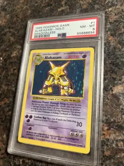 Alakazam Pokemon Card PSA 8 Base Set 1999 Shadowless - Image 3