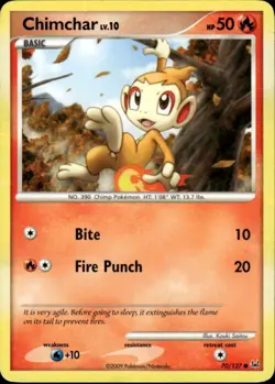 Chimchar Common Platinum 70/127 Fire Normal Pokemon Card - Image 1