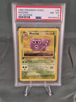 Pokemon Weezing 45/62 Uncommon 1st Edition Fossil PSA 8 1999 English - Image 1