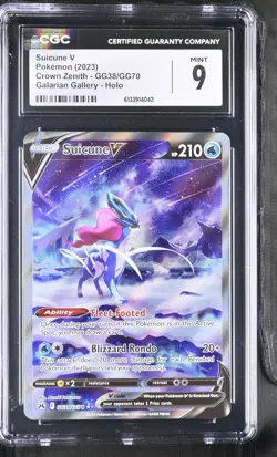 2023 Pokemon Crown Zenith Suicune V #gg38 Holo Galarian Gallery CGC 9 Mint - Image 1