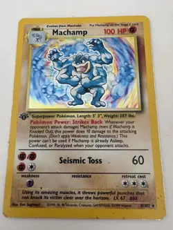 Pokemon TCG Machamp Holo 1st Edition Base Set #8/102 Holo Rare LP - Image 1