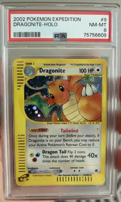 2002 POKEMON EXPEDITION #9 DRAGONITE-HOLO PSA 8 - Image 1