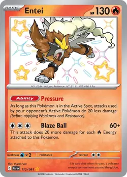 Entei (112/091) Scarlet & Violet: Paldean Fates​ - Near Mint Holofoil Pokemon TC - Image 1