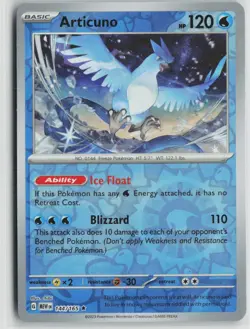 NM Articuno 144/165 Rare 151 Pokemon Reverse Holo - Image 1