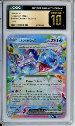 Lapras ex 032/142 Sv07: Stellar Crown Holo CGC PRISTINE 10 Pokemon - Image 1