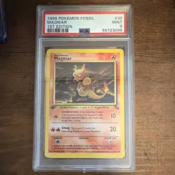 Pokemon Fossil Magmar 1st Edition PSA 9 39/62 Uncommon English 1999 - Image 1