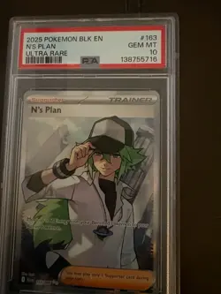 2025 POKEMON N'S Plan #163 PSA 10 Black Bolt Ultra Rare BLK EN - Image 1