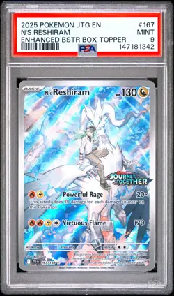 2025 Pokemon Journey Together N's Reshiram Stamped 167 FRESHLY GRADED PSA 9 MINT - Image 1