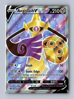 Aegislash V (Full Art) Ultra Rare Pokemon SWSH04: Vivid Voltage #177/185 - Image 1
