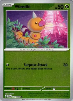 Weedle 001/086 Common ME04: Chaos Rising Pokemon Reverse Holo Near Mint - Image 1