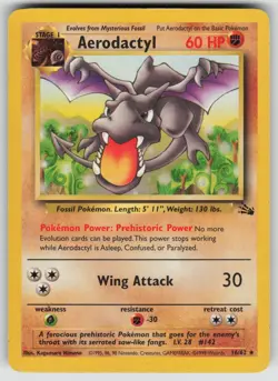 Aerodactyl 16/62 Rare Fossil Pokemon Unlimited Lightly Played - Image 1