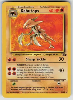 Kabutops 24/62 Rare Fossil Pokemon Lightly Played - Image 1