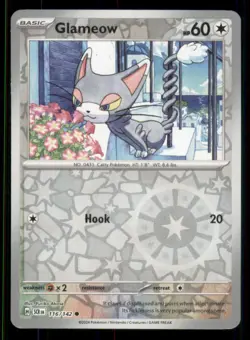 Glameow SV07: Stellar Crown #116/142 Common Reverse Holo Pokemon NM - Image 1