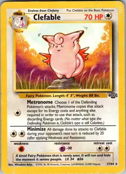 Clefable 17/64 Rare Jungle Pokemon Lightly Played - Image 1